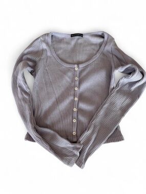 Brandy Melville Ribbed Button-Front Lilac Shirt